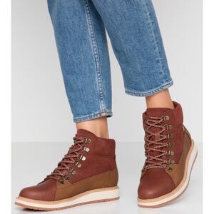 Toms Like New Mesa Penny Brown Leather Waterproof Lace-up Ankle Boots 9.5